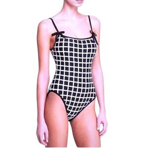 Kate Spade Black and White One Piece Swimsuit Geometric Design medium